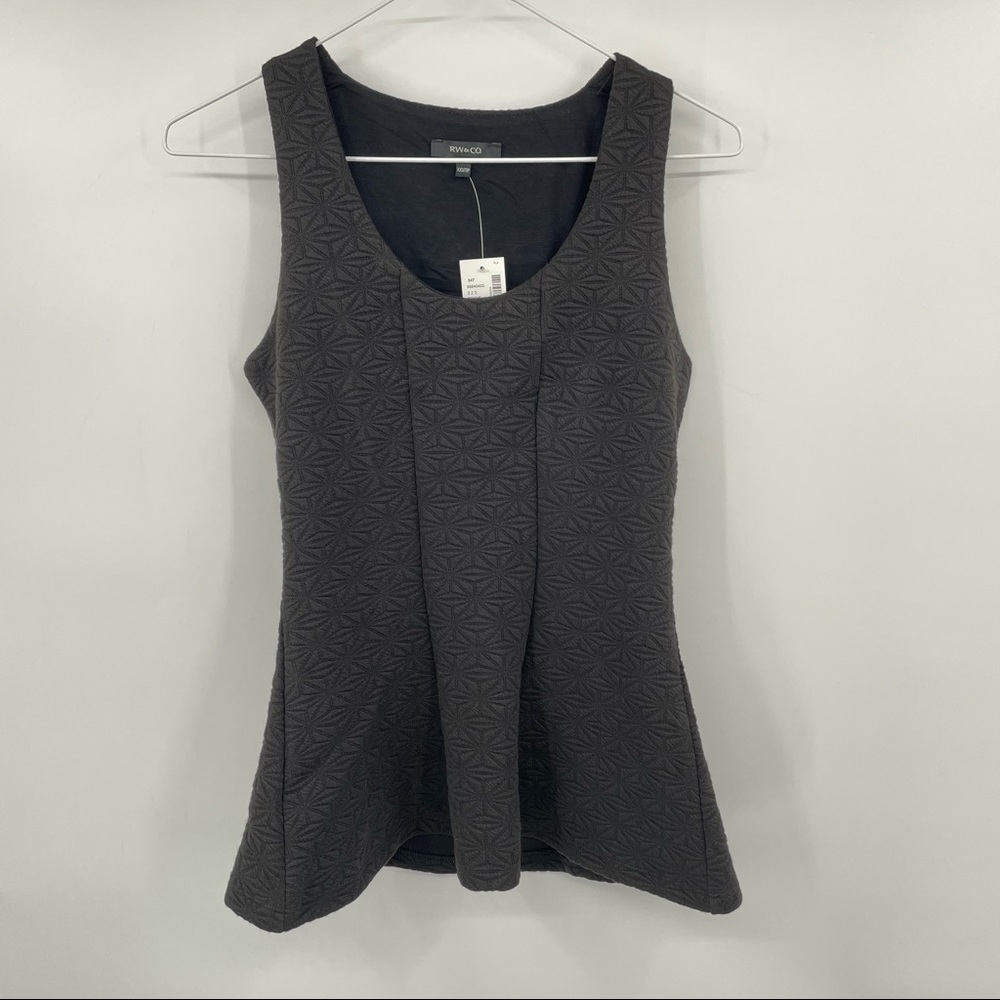 NEW! RW & CO Black Embossed Peplum Top
